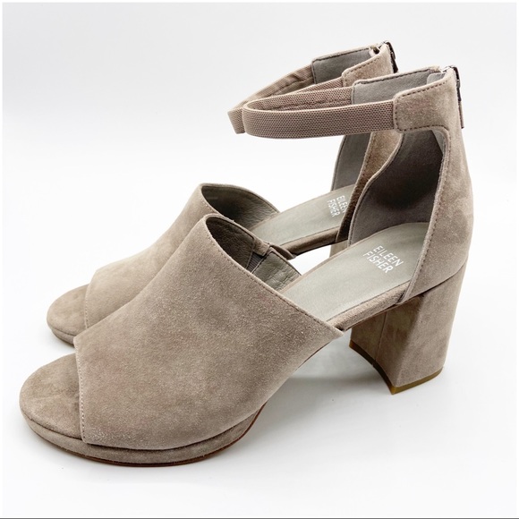 Eileen Fisher Shoes - Eileen Fisher Matty Ankle Strap Sandal Heels Suede